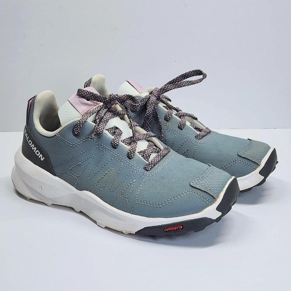 Salomon Trail Running Shoes Youth Size 5 Blue Contagrip Low Top Sneakers